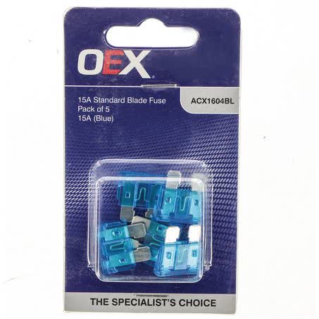 OEX Standard Blade Fuse 15A Blue Pack Of 5 ACX1604BL FUSE OEX - Micks Gone Bush