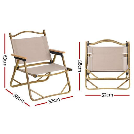 Portable Folding Beach Chair with Aluminium Frame - Set of 2 Furniture > Outdoor Micks Gone Bush    - Micks Gone Bush