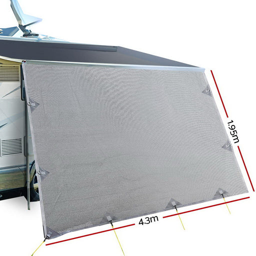 Caravan Privacy Screens Roll Out Awning 4.3X1.95M End Wall Side Sun Shade Screen Outdoor > Camping Micks Gone Bush    - Micks Gone Bush