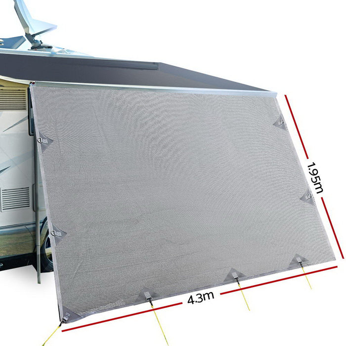 Caravan Privacy Screens Roll Out Awning 4.3X1.95M End Wall Side Sun Shade Screen Outdoor > Camping Micks Gone Bush    - Micks Gone Bush
