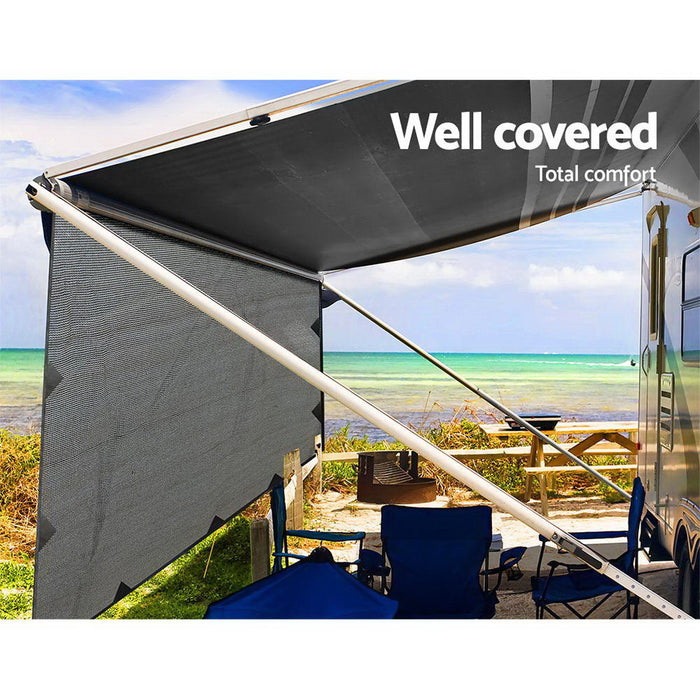 Caravan Privacy Screens Roll Out Awning 4.3X1.95M End Wall Side Sun Shade Screen Outdoor > Camping Micks Gone Bush    - Micks Gone Bush