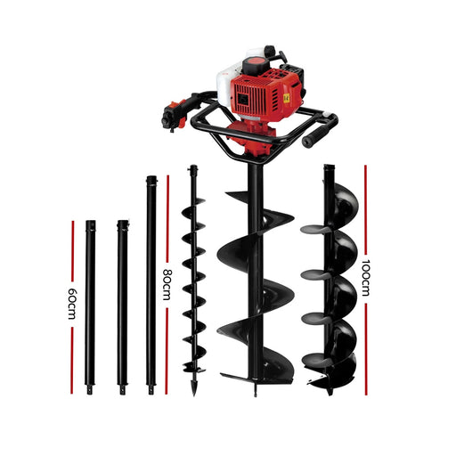 Effortless Drilling Giantz 92CC Petrol Post Hole Digger with Auger Bits Tools > Industrial Tools Giantz    - Micks Gone Bush