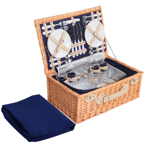 4 Person Picnic Basket Set with Insulated Blanket Outdoor > Picnic Micks Gone Bush    - Micks Gone Bush