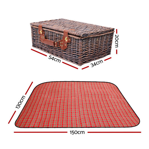 4 Person Insulated Picnic Basket Set with Blanket - Red Outdoor > Picnic Micks Gone Bush    - Micks Gone Bush