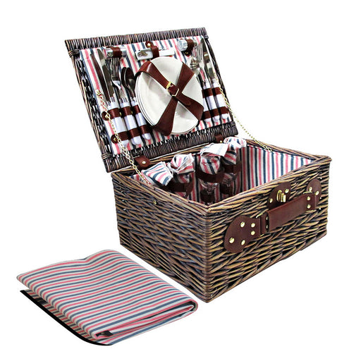 Insulated Willow Picnic Basket Set with Blanket - 4 Person Outdoor > Picnic Micks Gone Bush    - Micks Gone Bush
