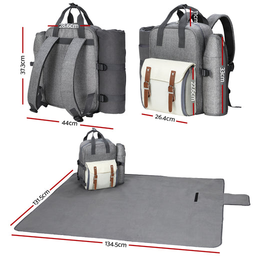 Alfresco 4 Person Insulated Picnic Backpack Set in Grey Outdoor > Picnic Micks Gone Bush    - Micks Gone Bush