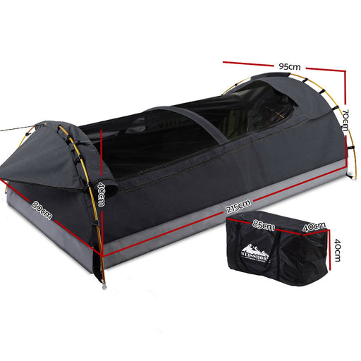 Weisshorn King Single Swag Camping Tent with Deluxe Dark Grey Canvas Sleep System Outdoor > Camping Weisshorn    - Micks Gone Bush