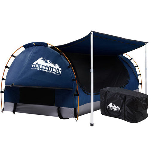 Double Swag Camping Tent in Dark Blue | Spacious and Waterproof Canvas Dome Tent Outdoor > Camping Weisshorn    - Micks Gone Bush
