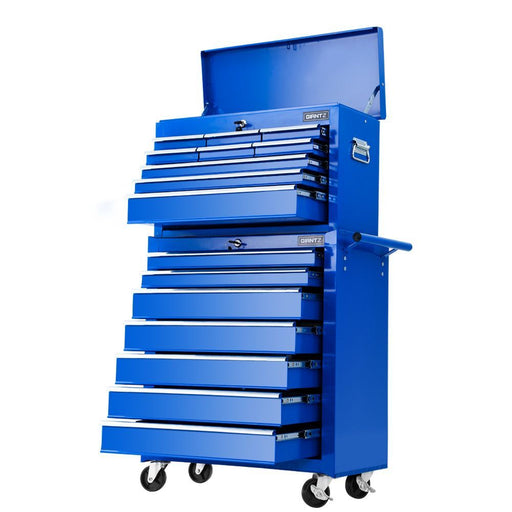 Giantz 16-Drawer Tool Chest and Trolley Box Cabinet with 2-in-1 Design (Blue) Tools > Tools Storage Giantz    - Micks Gone Bush