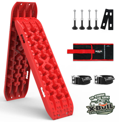 X-BULL 2PCS Recovery Tracks Snow Tracks Mud tracks 4WD With 4PC mounting bolts Red Auto Accessories > 4WD & Recovery X-BULL    - Micks Gone Bush