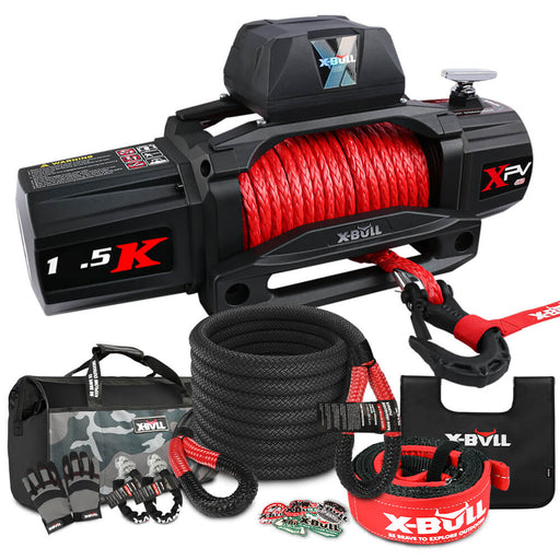 X-BULL 4WD Recovery Kit Kinetic Recovery Rope With 14500LBS Electric Winch 12V Winch 4WD 4X4 Offroad Auto Accessories > 4WD & Recovery Micks Gone Bush    - Micks Gone Bush