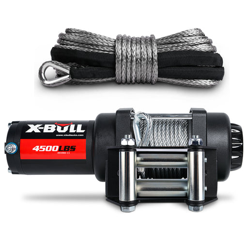 X-BULL 4500LB Electric Winch 12V Winch Boat Trailer ATV Steel Cable With 5.5MX13M Synthetic Rope Grey Auto Accessories > 4WD & Recovery Micks Gone Bush    - Micks Gone Bush