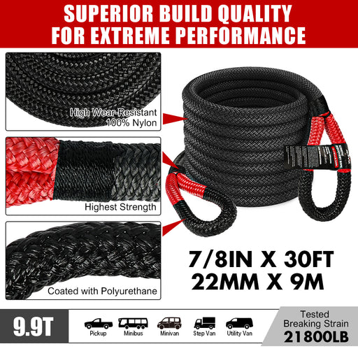 X-BULL Recovery Kit 4X4 Off-Road Kinetic Rope Snatch Strap Winch Damper 4WD13PCS Auto Accessories > 4WD & Recovery X-BULL    - Micks Gone Bush