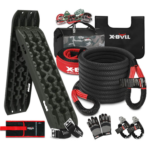 X-BULL 4WD Recovery Kit Kinetic Recovery Rope Snatch Strap / 2PCS Recovery Tracks 4X4 Gen3.0 Auto Accessories > 4WD & Recovery Micks Gone Bush    - Micks Gone Bush