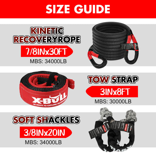 X-BULL 4WD Recovery Kit 15PCS Winch Recovery track Kinetic Rope Snatch Strap 4X4 Auto Accessories > 4WD & Recovery Micks Gone Bush    - Micks Gone Bush
