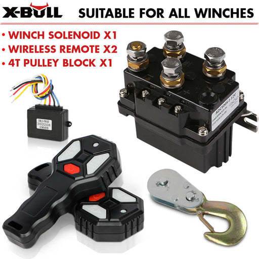 X-BULL Winch Solenoid Relay Wiring Controller 500A 12V and 150ft Wireless Remote 4T Block Pulley Auto Accessories > 4WD & Recovery Micks Gone Bush    - Micks Gone Bush