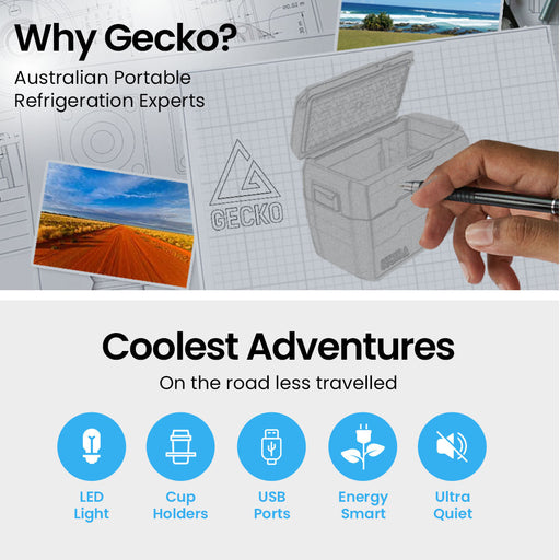 Gecko 55L Portable Fridge Freezer 12V/24V/240V for Camping, Car, Caravan, Boats Outdoor > Camping Micks Gone Bush    - Micks Gone Bush