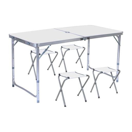 KILIROO Camping Table 120cm Silver (With 4 Chairs) - Lightweight and Portable Foldable Design Outdoor > Camping Micks Gone Bush    - Micks Gone Bush