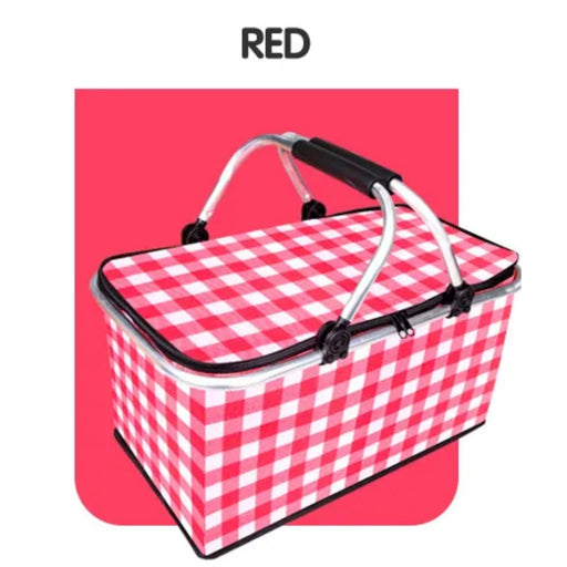 Large 25L Insulated Picnic Basket in Red with 15kg Load Capacity Outdoor > Picnic Micks Gone Bush    - Micks Gone Bush