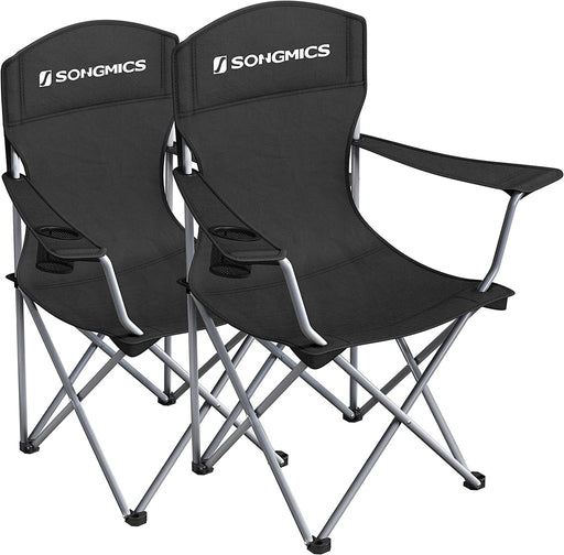 SONGMICS Set of 2 Folding Camping Chairs with Carry Bag - Black Outdoor > Camping Micks Gone Bush    - Micks Gone Bush