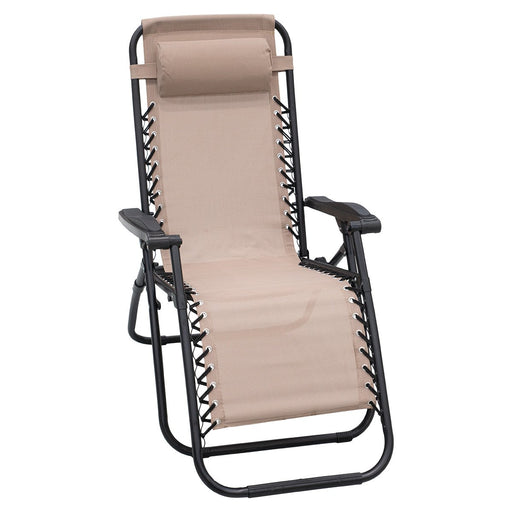 Zero Gravity Reclining Outdoor Beach Chair - Beige Furniture > Bar Stools & Chairs Micks Gone Bush    - Micks Gone Bush