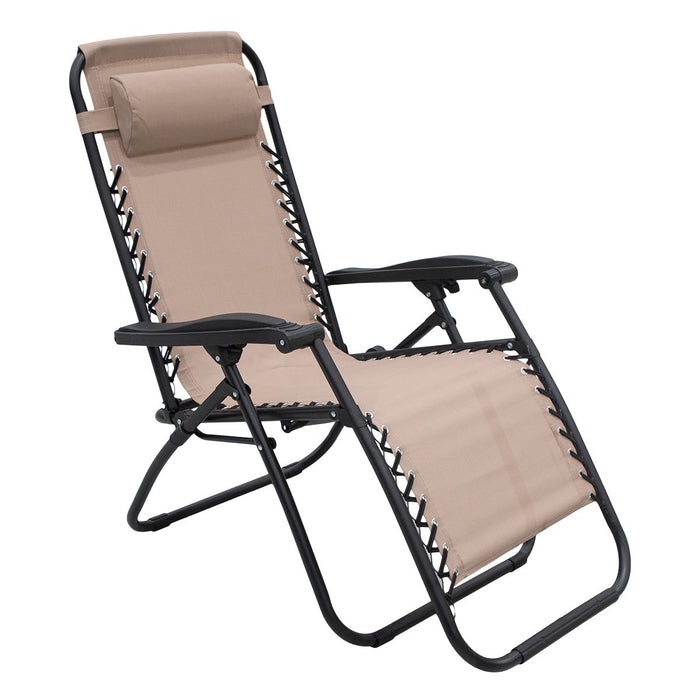 Zero Gravity Reclining Outdoor Beach Chair - Beige Furniture > Bar Stools & Chairs Micks Gone Bush    - Micks Gone Bush