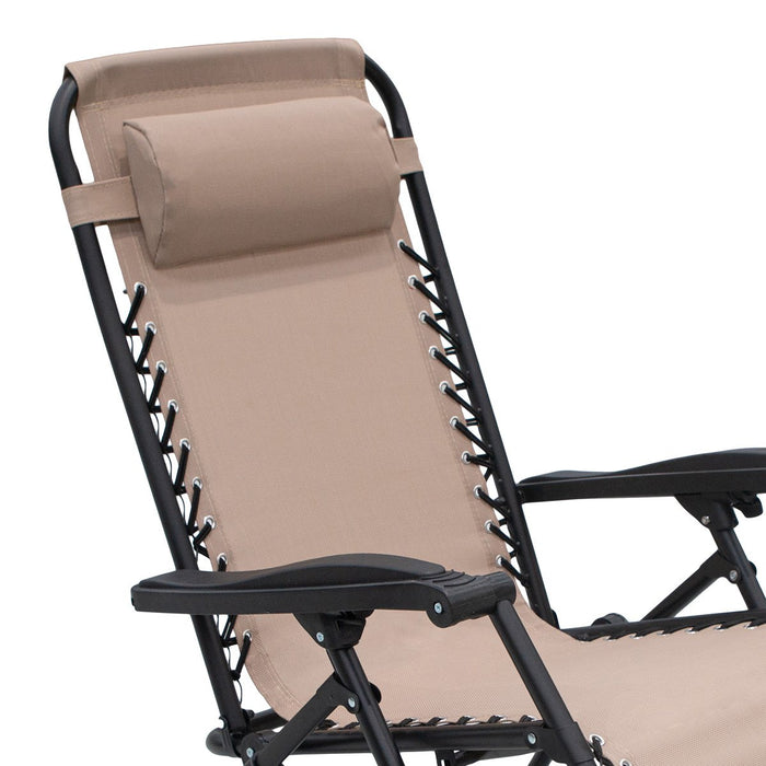 Zero Gravity Reclining Outdoor Beach Chair - Beige Furniture > Bar Stools & Chairs Micks Gone Bush    - Micks Gone Bush