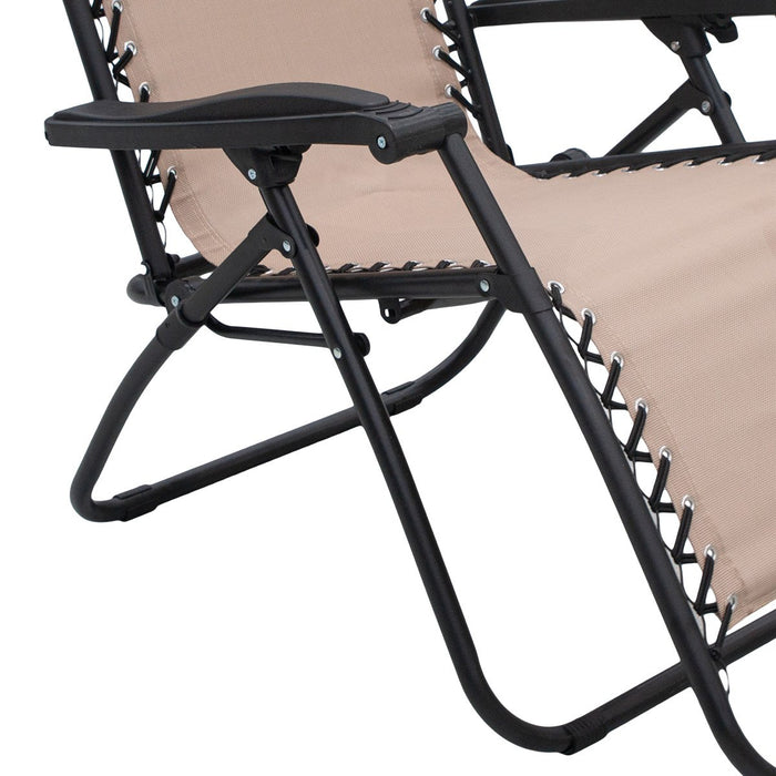 Zero Gravity Reclining Outdoor Beach Chair - Beige Furniture > Bar Stools & Chairs Micks Gone Bush    - Micks Gone Bush