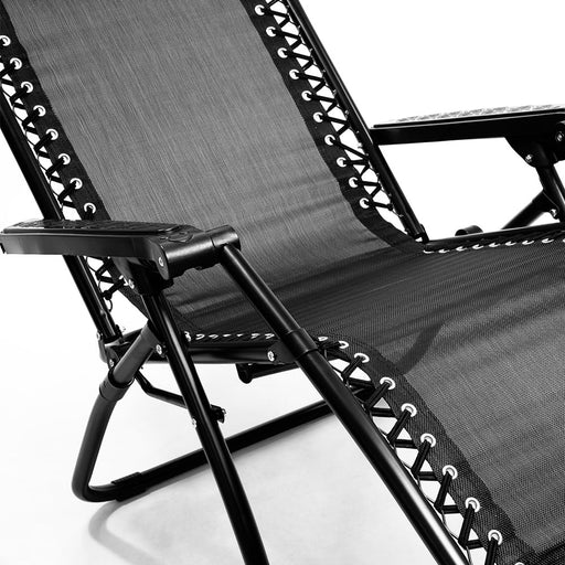 Zero Gravity Reclining Deck Lounge Chair with Padded Headrest - Black Furniture > Bar Stools & Chairs Micks Gone Bush    - Micks Gone Bush