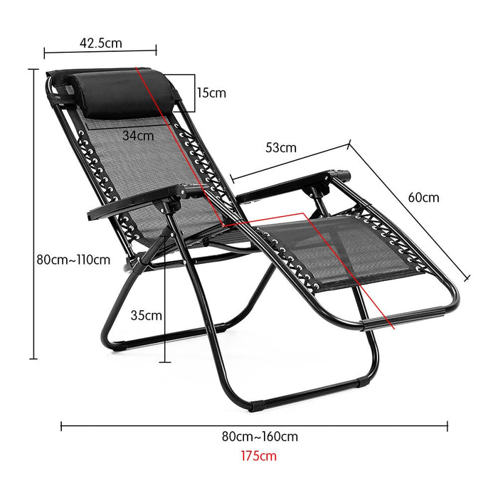 Zero Gravity Reclining Deck Lounge Chair with Padded Headrest - Black Furniture > Bar Stools & Chairs Micks Gone Bush    - Micks Gone Bush