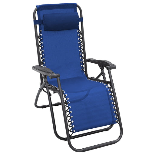 Outdoor Reclining Deck Chair with Padded Headrest - Grey Furniture > Bar Stools & Chairs Micks Gone Bush    - Micks Gone Bush