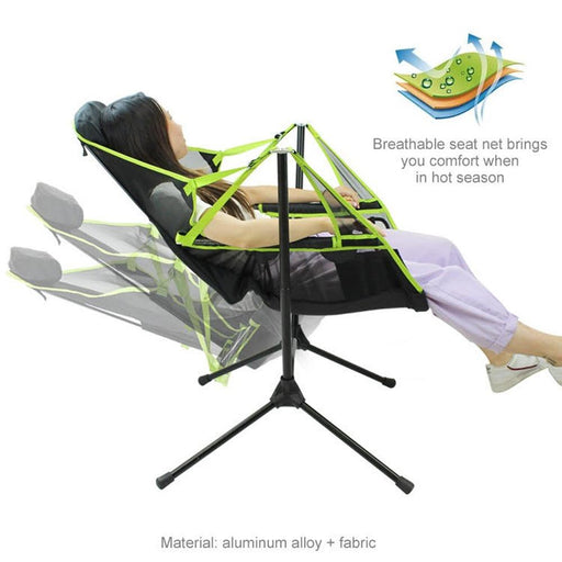 Foldable Luxury Camping Rocking Chair with Recliner and Swinging Comfort Furniture > Outdoor Micks Gone Bush    - Micks Gone Bush