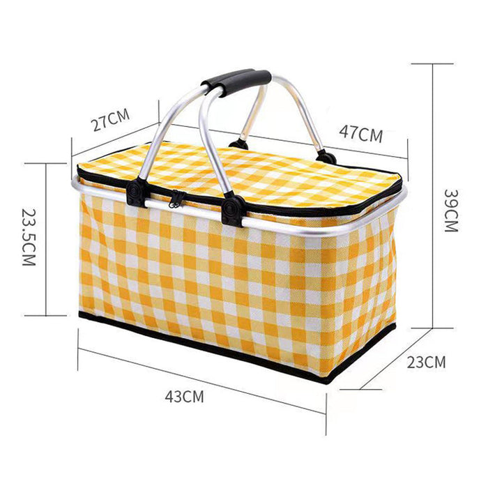 Collapsible Insulated Picnic Basket with Portable Aluminum Film and Oxford Cloth - Red Grid Outdoor > Picnic Micks Gone Bush    - Micks Gone Bush