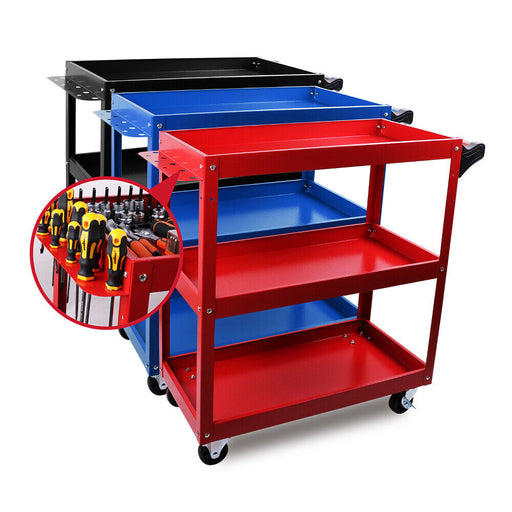 Red Heavy-Duty 3-Tier Tool Cart Trolley for Garage and Workshop Storage 150KG Organizer Tools > Tools Storage Micks Gone Bush    - Micks Gone Bush