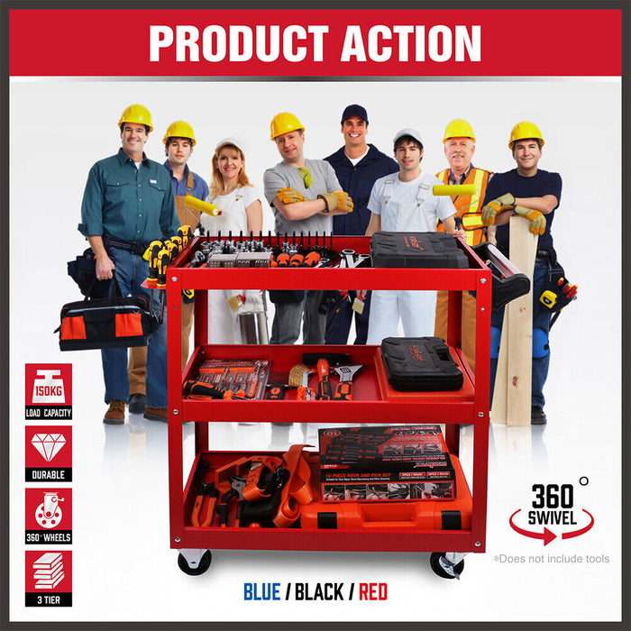 Blue 3-Tier Rolling Tool Cart for Garage Organisation - 150KG Load Capacity Tools > Tools Storage Micks Gone Bush    - Micks Gone Bush