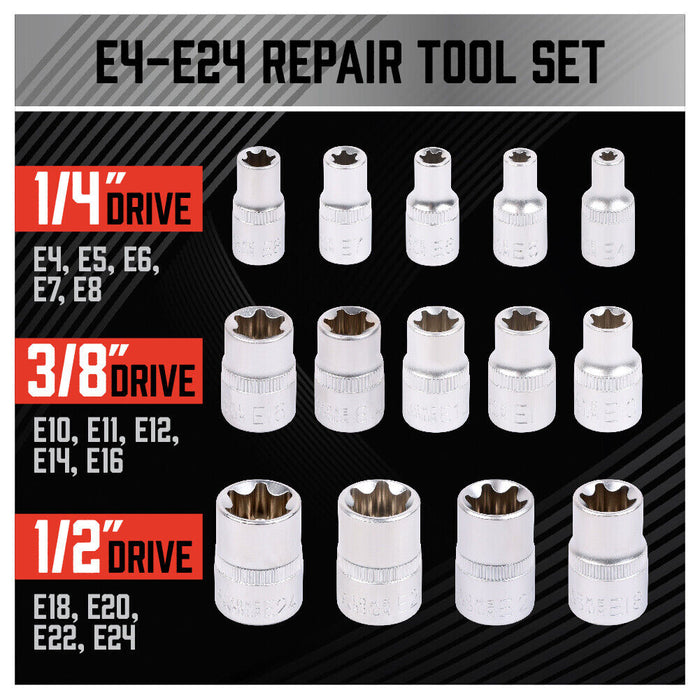 Complete Precision 14Pc E-Torx Socket Set E4-E24 with Case Tools > Other Tools Micks Gone Bush    - Micks Gone Bush